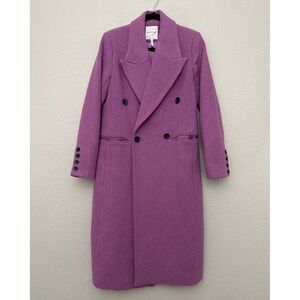 Avec Les Filles Long Coat Purple Double Breasted Size Medium